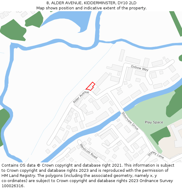 8, ALDER AVENUE, KIDDERMINSTER, DY10 2LD: Location map and indicative extent of plot