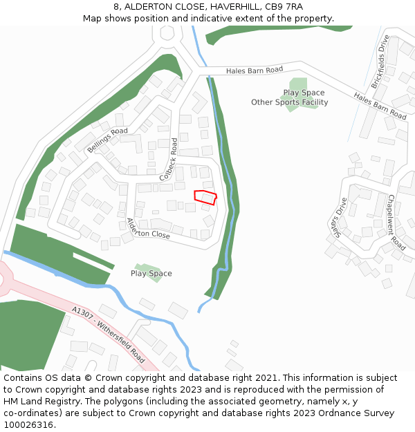 8, ALDERTON CLOSE, HAVERHILL, CB9 7RA: Location map and indicative extent of plot