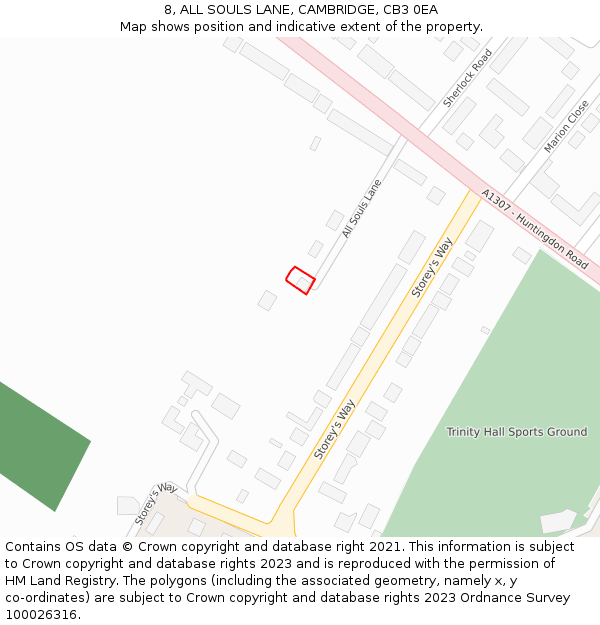 8, ALL SOULS LANE, CAMBRIDGE, CB3 0EA: Location map and indicative extent of plot
