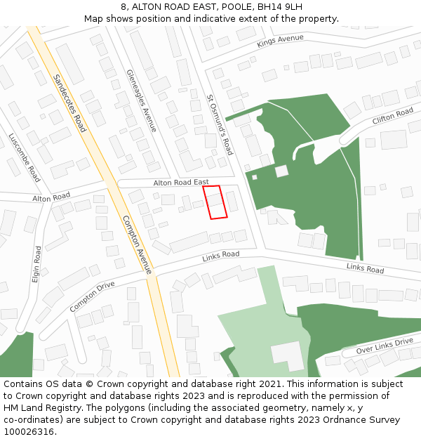 8, ALTON ROAD EAST, POOLE, BH14 9LH: Location map and indicative extent of plot