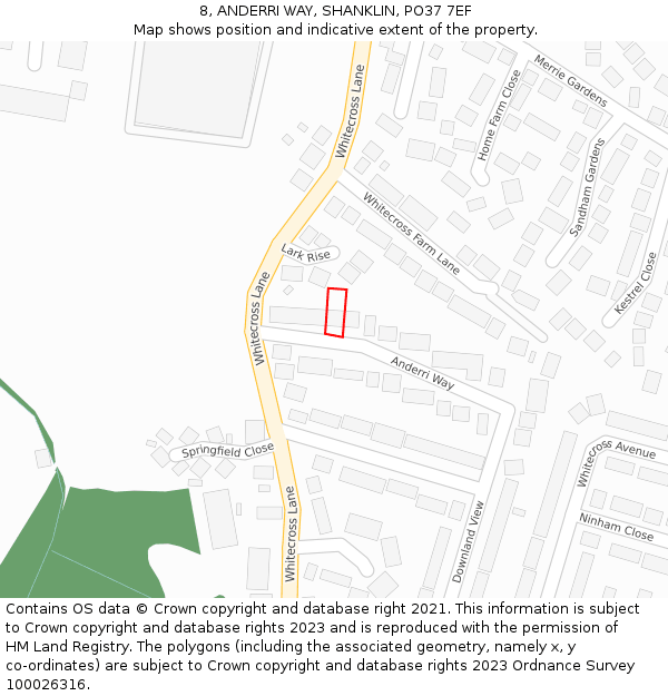 8, ANDERRI WAY, SHANKLIN, PO37 7EF: Location map and indicative extent of plot