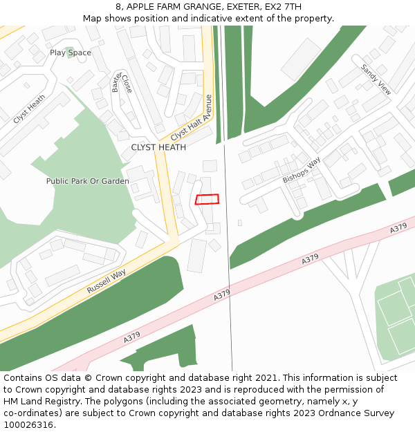 8, APPLE FARM GRANGE, EXETER, EX2 7TH: Location map and indicative extent of plot