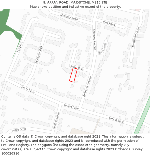 8, ARRAN ROAD, MAIDSTONE, ME15 9TE: Location map and indicative extent of plot