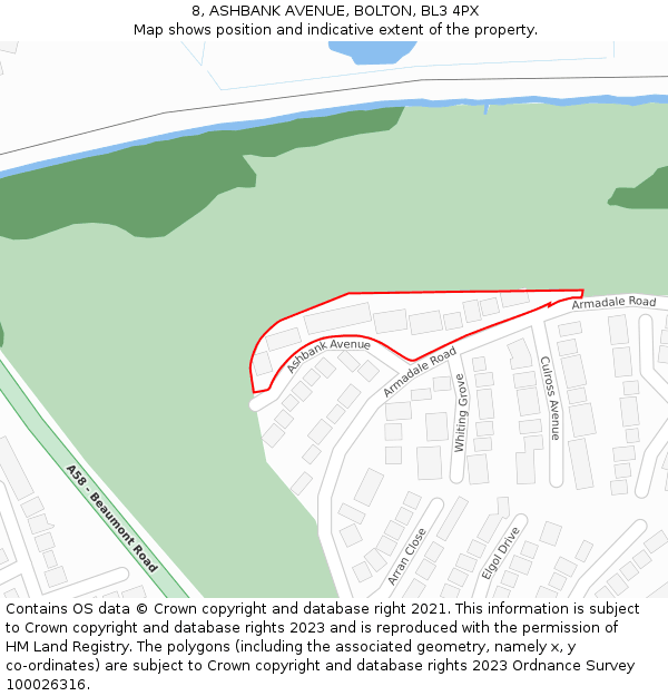 8, ASHBANK AVENUE, BOLTON, BL3 4PX: Location map and indicative extent of plot