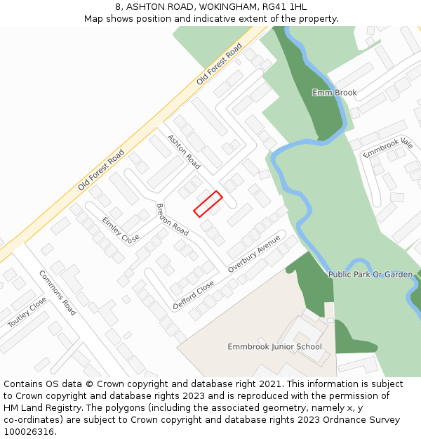 8, ASHTON ROAD, WOKINGHAM, RG41 1HL: Location map and indicative extent of plot