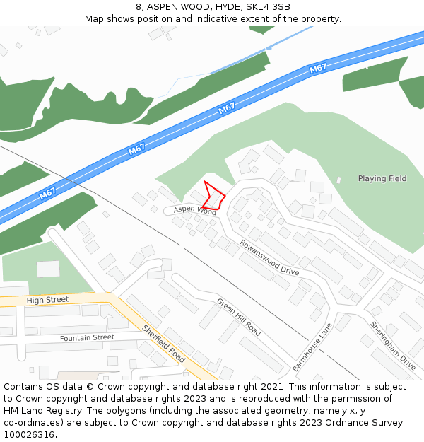 8, ASPEN WOOD, HYDE, SK14 3SB: Location map and indicative extent of plot