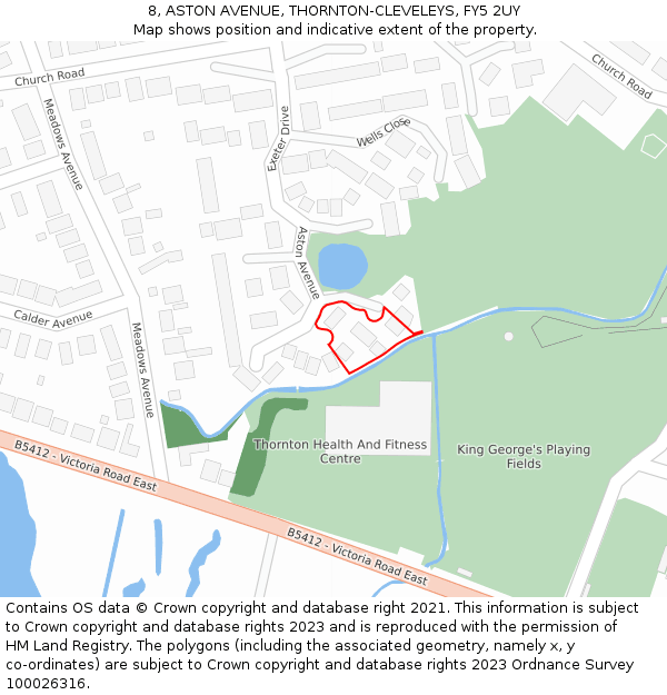 8, ASTON AVENUE, THORNTON-CLEVELEYS, FY5 2UY: Location map and indicative extent of plot