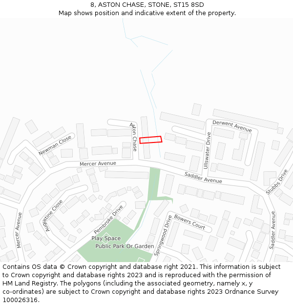 8, ASTON CHASE, STONE, ST15 8SD: Location map and indicative extent of plot