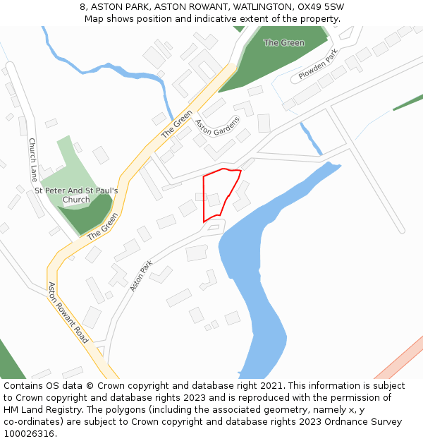 8, ASTON PARK, ASTON ROWANT, WATLINGTON, OX49 5SW: Location map and indicative extent of plot