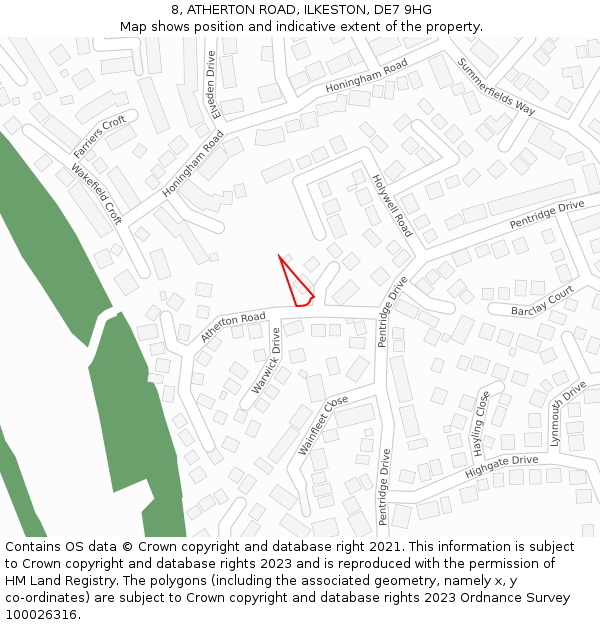 8, ATHERTON ROAD, ILKESTON, DE7 9HG: Location map and indicative extent of plot