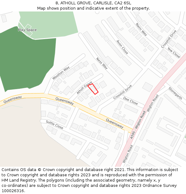 8, ATHOLL GROVE, CARLISLE, CA2 6SL: Location map and indicative extent of plot