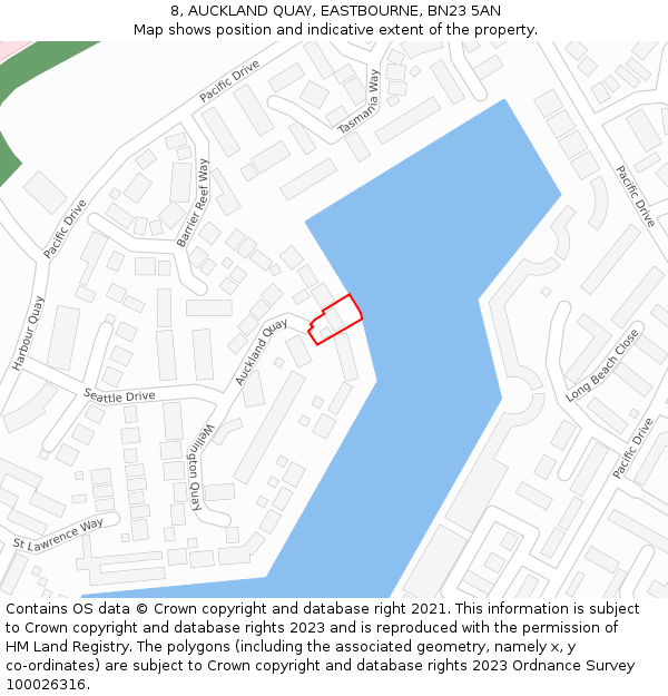8, AUCKLAND QUAY, EASTBOURNE, BN23 5AN: Location map and indicative extent of plot