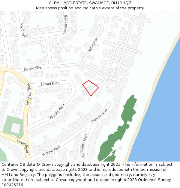 8, BALLARD ESTATE, SWANAGE, BH19 1QZ: Location map and indicative extent of plot