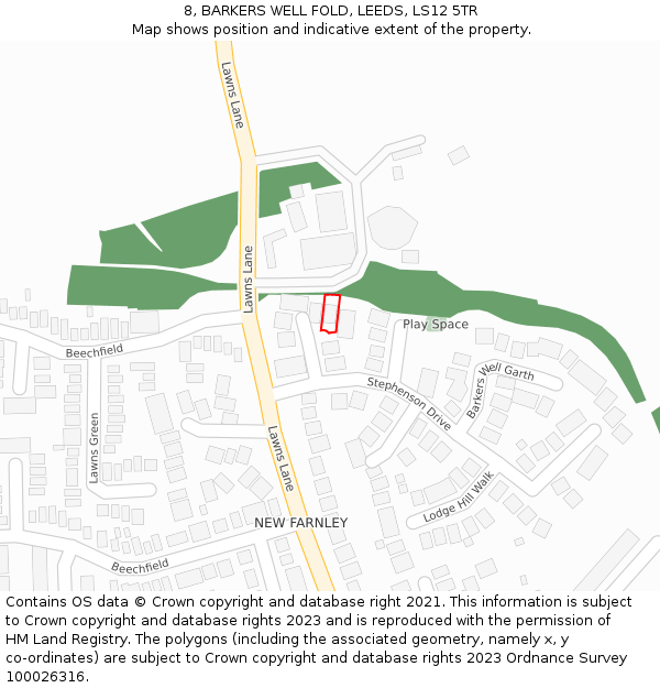 8, BARKERS WELL FOLD, LEEDS, LS12 5TR: Location map and indicative extent of plot