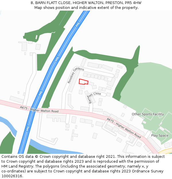 8, BARN FLATT CLOSE, HIGHER WALTON, PRESTON, PR5 4HW: Location map and indicative extent of plot