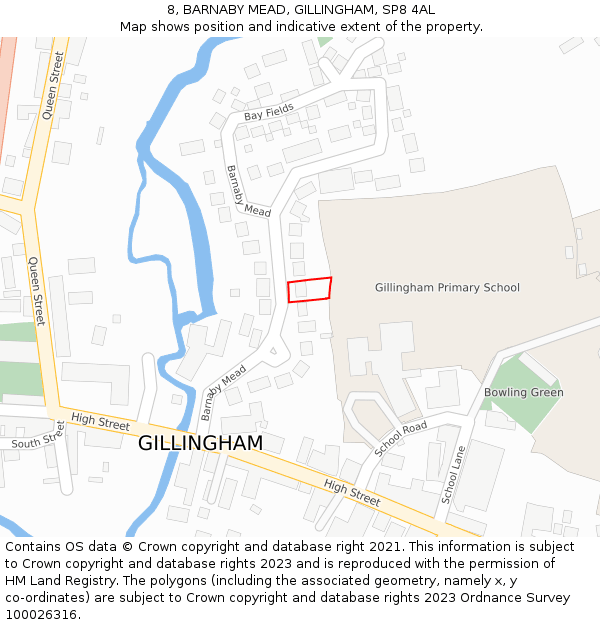 8, BARNABY MEAD, GILLINGHAM, SP8 4AL: Location map and indicative extent of plot