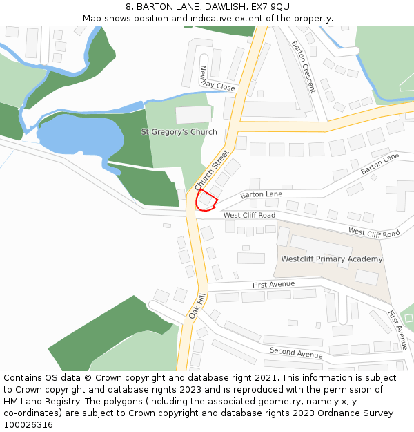 8, BARTON LANE, DAWLISH, EX7 9QU: Location map and indicative extent of plot