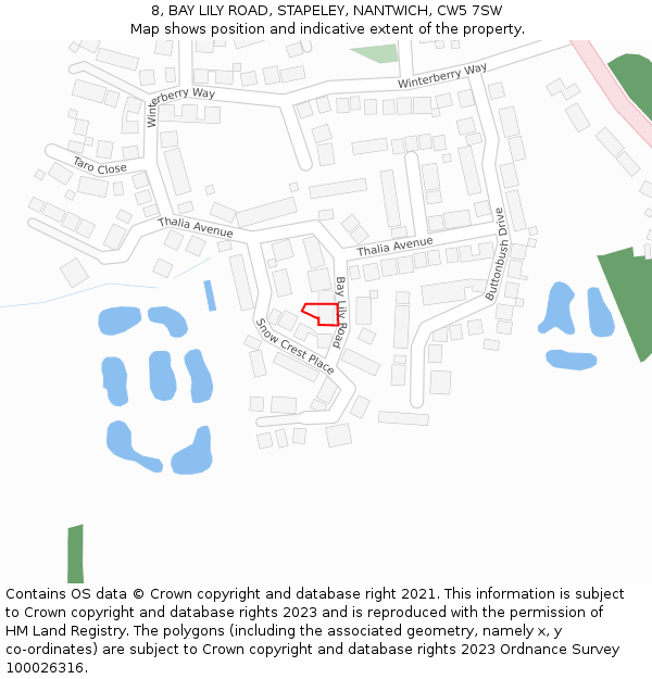 8, BAY LILY ROAD, STAPELEY, NANTWICH, CW5 7SW: Location map and indicative extent of plot