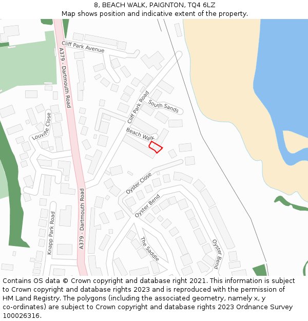8, BEACH WALK, PAIGNTON, TQ4 6LZ: Location map and indicative extent of plot