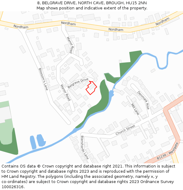 8, BELGRAVE DRIVE, NORTH CAVE, BROUGH, HU15 2NN: Location map and indicative extent of plot