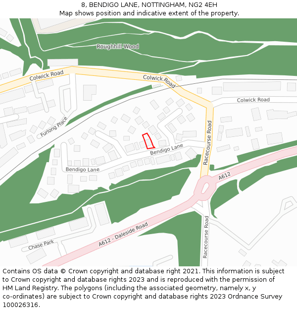 8, BENDIGO LANE, NOTTINGHAM, NG2 4EH: Location map and indicative extent of plot