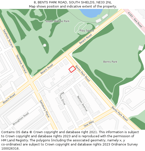 8, BENTS PARK ROAD, SOUTH SHIELDS, NE33 2NL: Location map and indicative extent of plot
