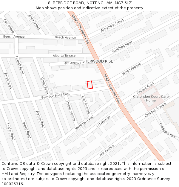 8, BERRIDGE ROAD, NOTTINGHAM, NG7 6LZ: Location map and indicative extent of plot