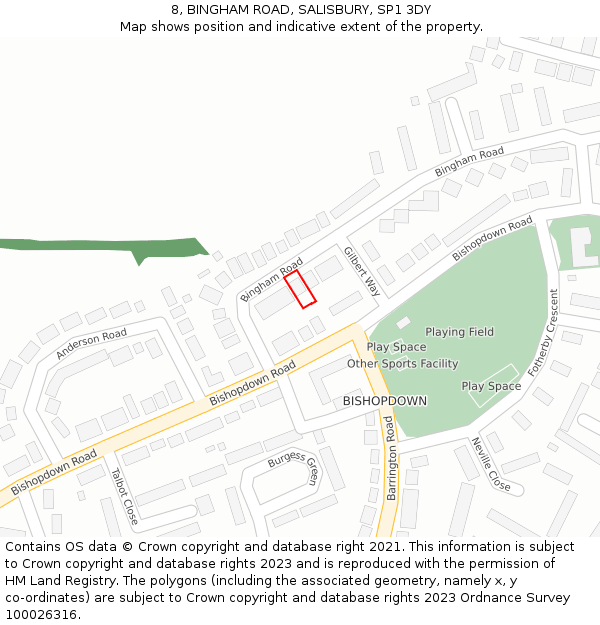 8, BINGHAM ROAD, SALISBURY, SP1 3DY: Location map and indicative extent of plot