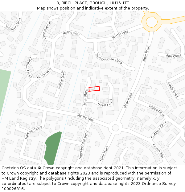 8, BIRCH PLACE, BROUGH, HU15 1TT: Location map and indicative extent of plot