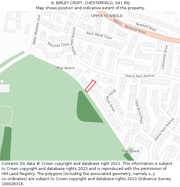 8, BIRLEY CROFT, CHESTERFIELD, S41 8XJ: Location map and indicative extent of plot