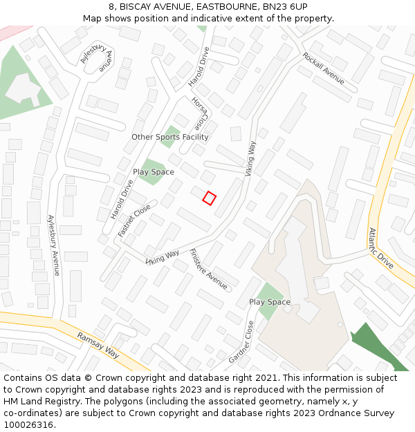 8, BISCAY AVENUE, EASTBOURNE, BN23 6UP: Location map and indicative extent of plot