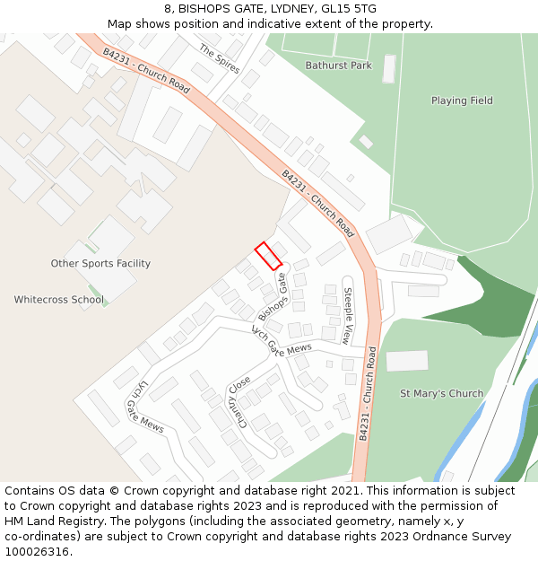 8, BISHOPS GATE, LYDNEY, GL15 5TG: Location map and indicative extent of plot