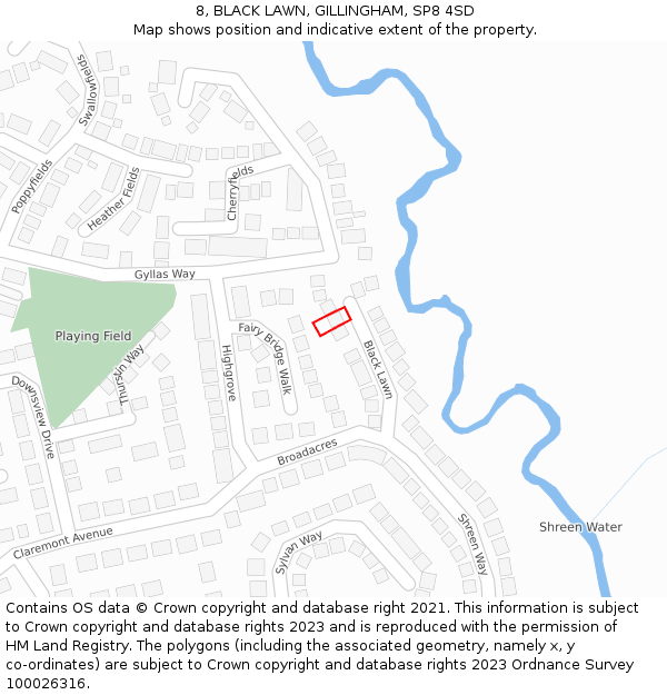 8, BLACK LAWN, GILLINGHAM, SP8 4SD: Location map and indicative extent of plot