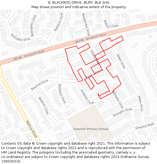 8, BLACKROD DRIVE, BURY, BL8 2HN: Location map and indicative extent of plot