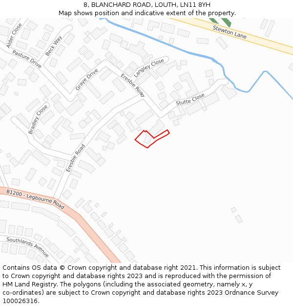 8, BLANCHARD ROAD, LOUTH, LN11 8YH: Location map and indicative extent of plot