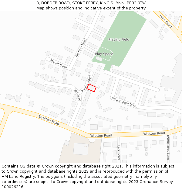 8, BORDER ROAD, STOKE FERRY, KING'S LYNN, PE33 9TW: Location map and indicative extent of plot