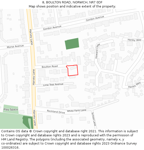 8, BOULTON ROAD, NORWICH, NR7 0DF: Location map and indicative extent of plot