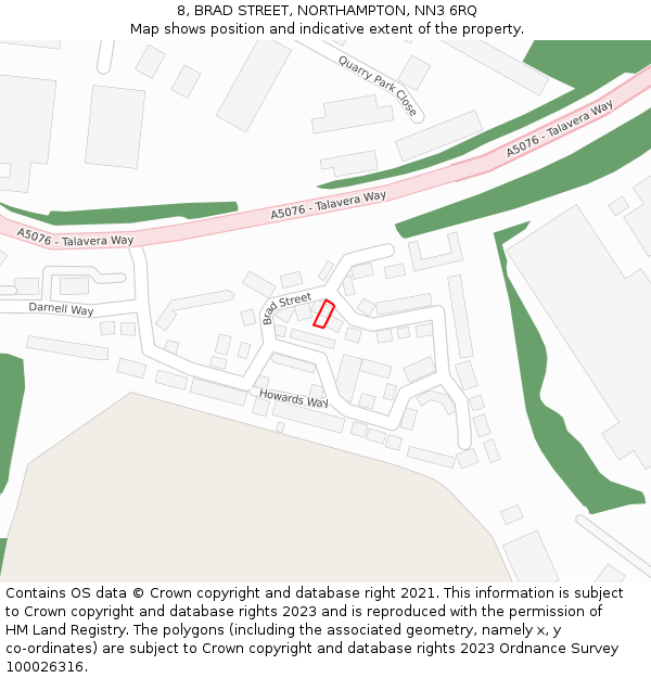 8, BRAD STREET, NORTHAMPTON, NN3 6RQ: Location map and indicative extent of plot