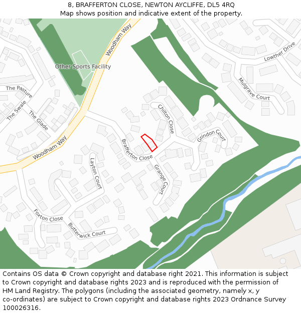 8, BRAFFERTON CLOSE, NEWTON AYCLIFFE, DL5 4RQ: Location map and indicative extent of plot