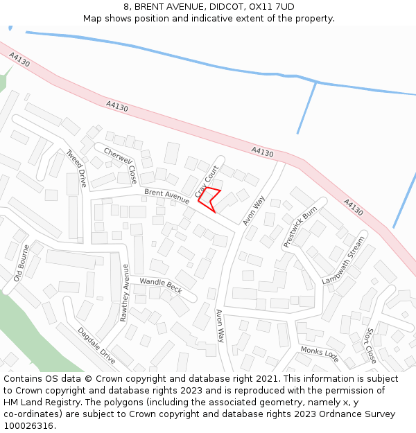 8, BRENT AVENUE, DIDCOT, OX11 7UD: Location map and indicative extent of plot