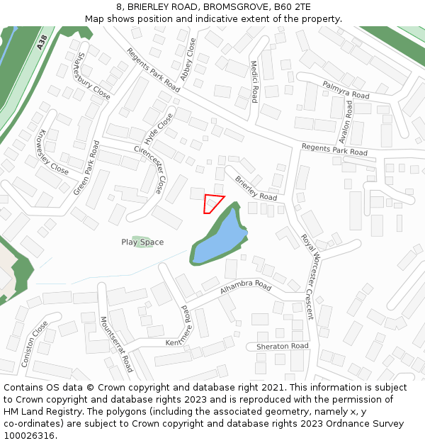 8, BRIERLEY ROAD, BROMSGROVE, B60 2TE: Location map and indicative extent of plot