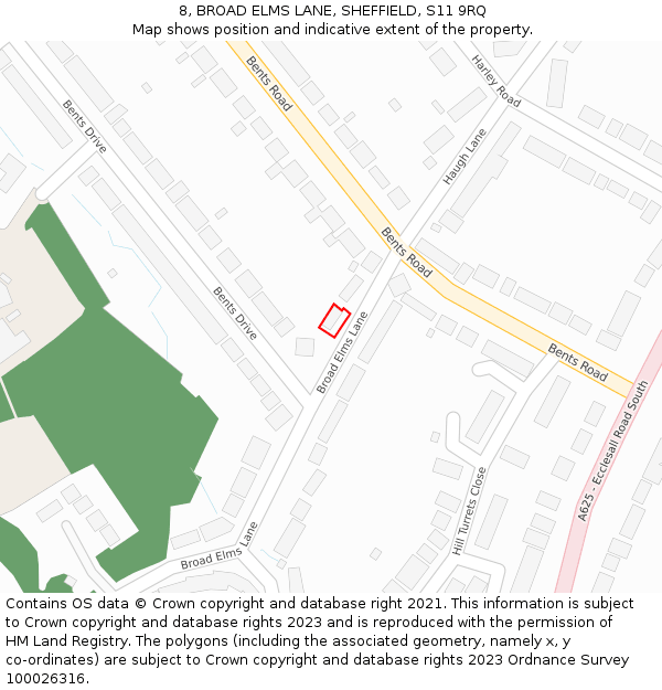 8, BROAD ELMS LANE, SHEFFIELD, S11 9RQ: Location map and indicative extent of plot
