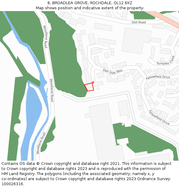 8, BROADLEA GROVE, ROCHDALE, OL12 6XZ: Location map and indicative extent of plot