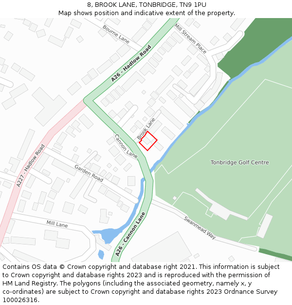 8, BROOK LANE, TONBRIDGE, TN9 1PU: Location map and indicative extent of plot