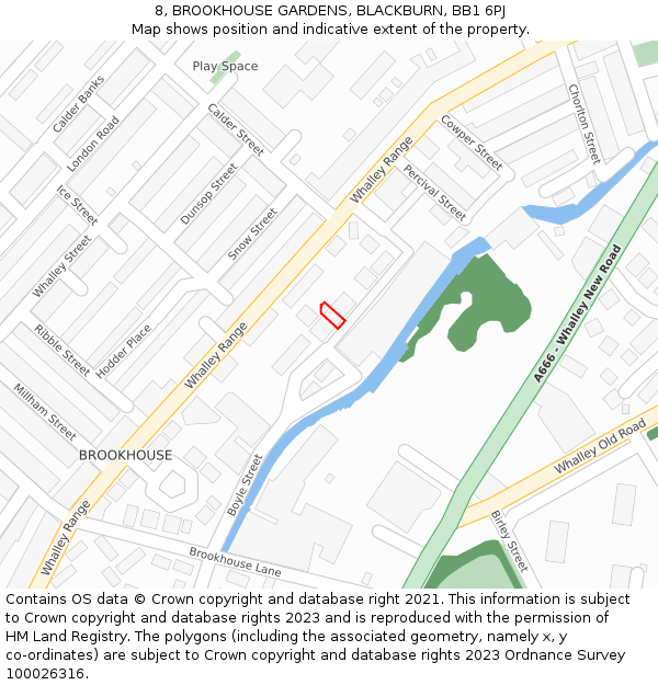 8, BROOKHOUSE GARDENS, BLACKBURN, BB1 6PJ: Location map and indicative extent of plot