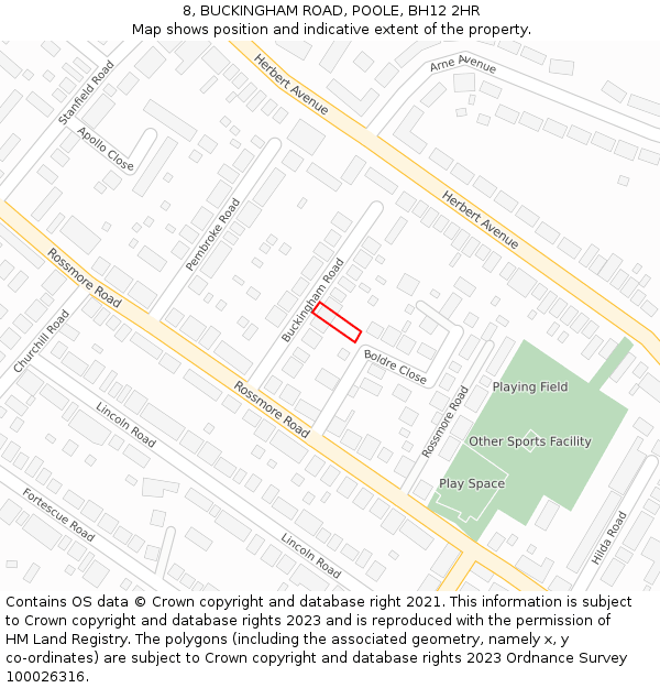 8, BUCKINGHAM ROAD, POOLE, BH12 2HR: Location map and indicative extent of plot