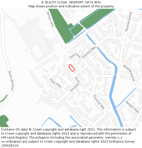 8, BUILTH CLOSE, NEWPORT, NP10 8HU: Location map and indicative extent of plot
