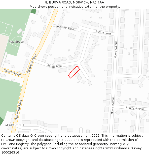 8, BURMA ROAD, NORWICH, NR6 7AA: Location map and indicative extent of plot