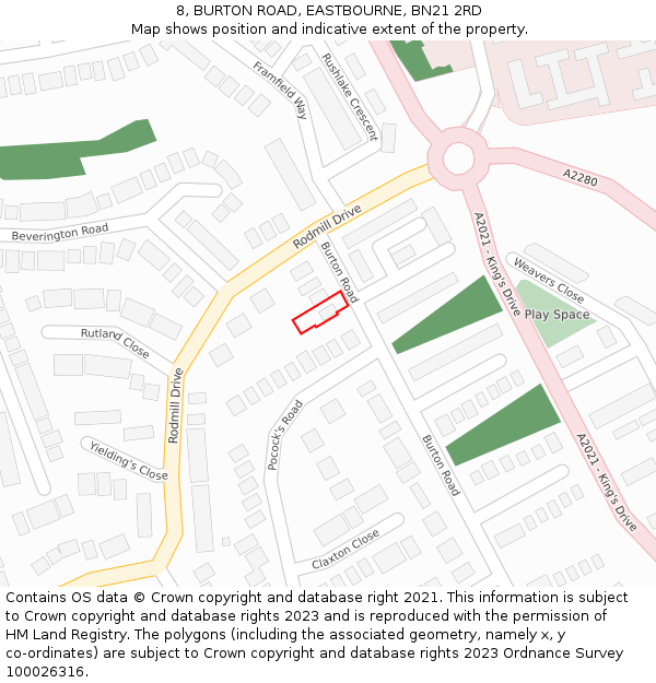 8, BURTON ROAD, EASTBOURNE, BN21 2RD: Location map and indicative extent of plot