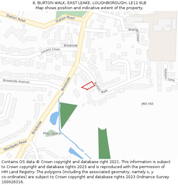 8, BURTON WALK, EAST LEAKE, LOUGHBOROUGH, LE12 6LB: Location map and indicative extent of plot